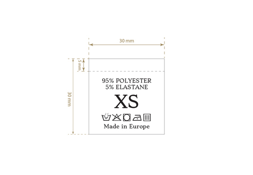 Wasverzorging Label met maat Model TC-M189