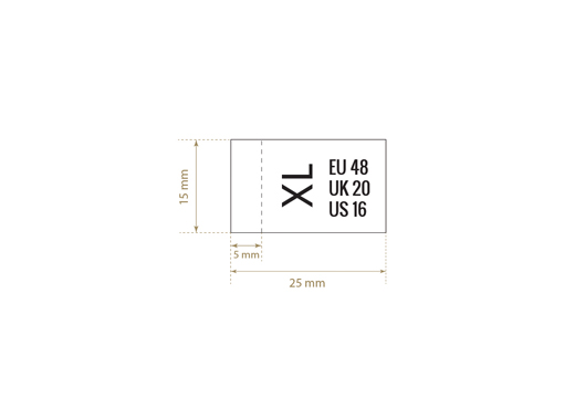Maatlabels voor kleding Model TC-M225