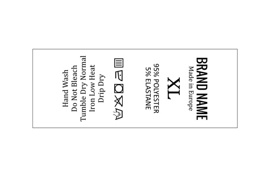 Wasverzorging Label met maat Model TC-M26