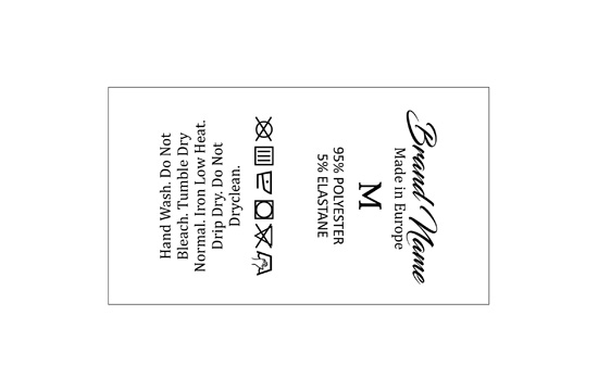 Wasverzorging Label met maat Model TC-M336