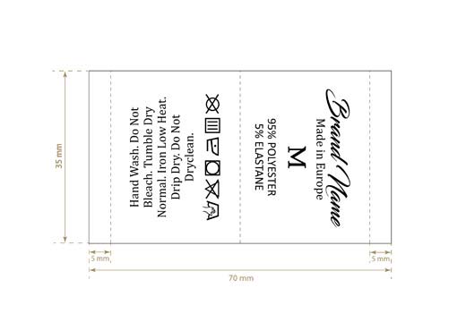 Wasverzorging Label met maat Model TC-M336