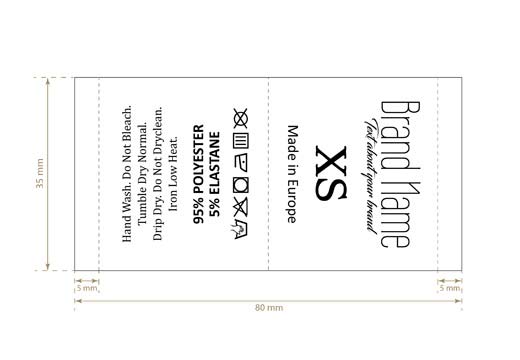 Wasverzorging Label met maat Model TC-M337