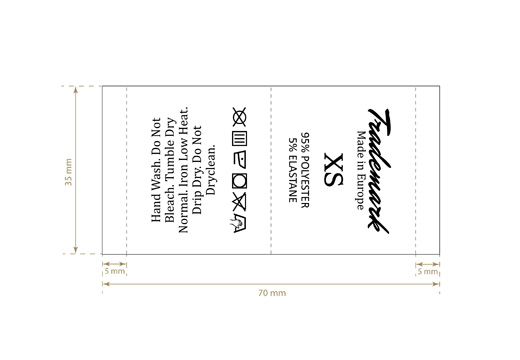 Wasverzorging Label met maat Model TC-M41
